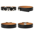 Black Embossed Monogram Silver Double-Ring Buckle Men's Belt
