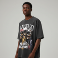 Men's Washed Black Skull Graphic Oversized Tee