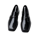 Men's Black Patent Leather Square-Toe Penny Loafers