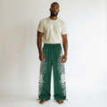Men's Green Wide-Leg Geometric Panel Print Joggers