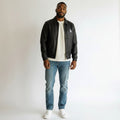 Men's Black Equestrian Embroidery Zip-Up Harrington Jacket