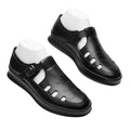 Men's Black Leather Cage Platform Sandals