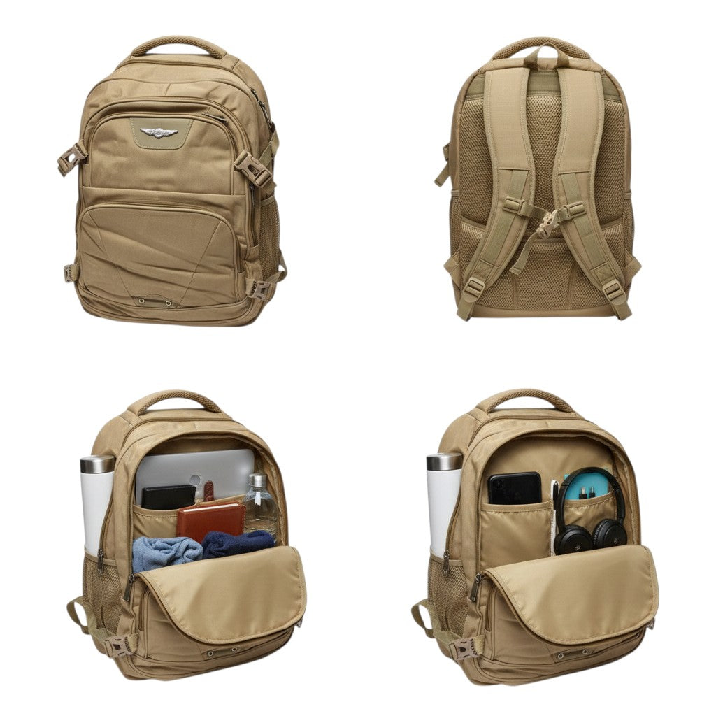 Sand Beige Tactical Wing Badge Unisex School Backpack