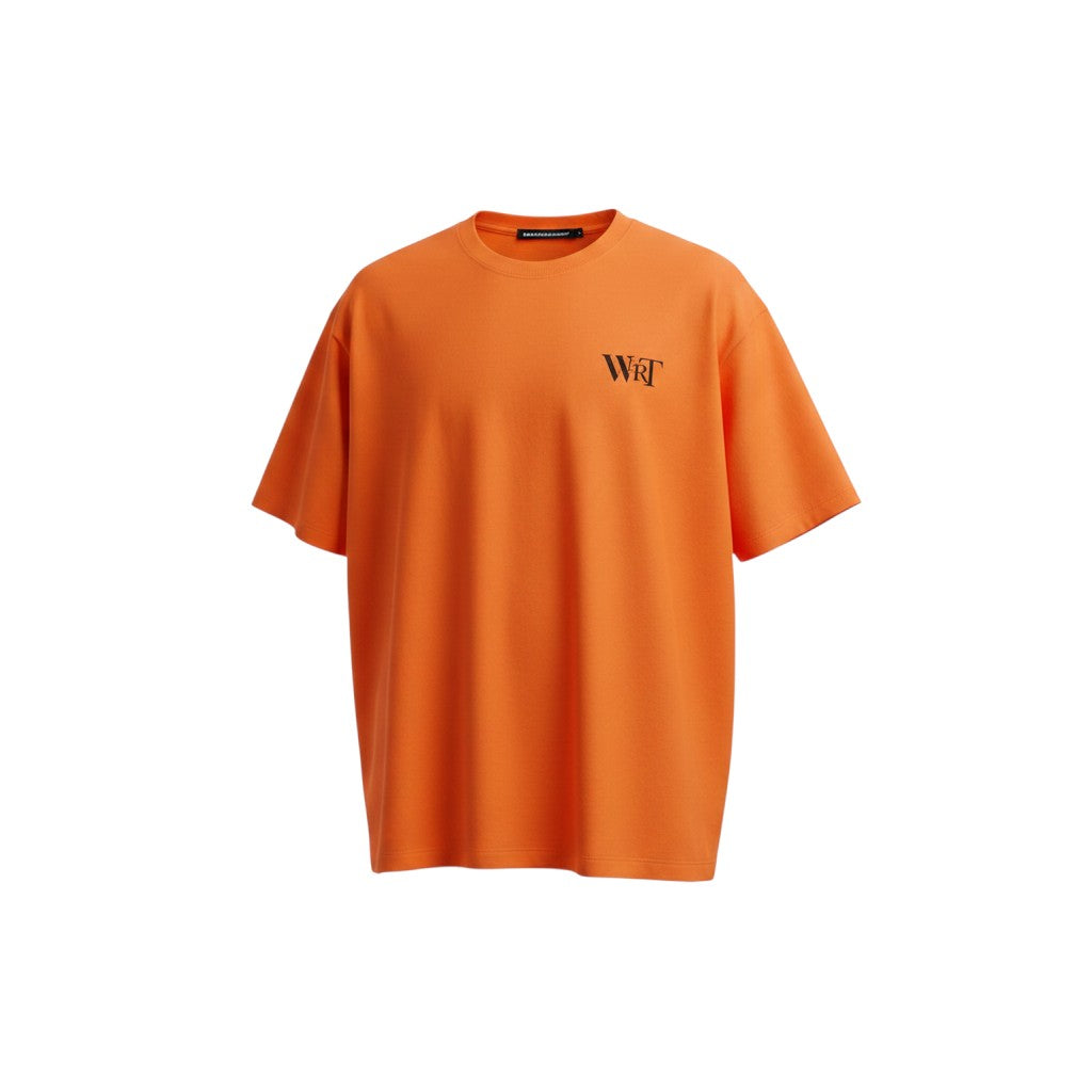 Orange Alphabet Figure Back Graphic Oversized Tee