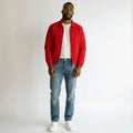 Men's Red Equestrian Embroidery Zip-Up Harrington Jacket
