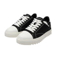 Men's Black & White Low-Top Sneakers with Chunky Serrated Sole