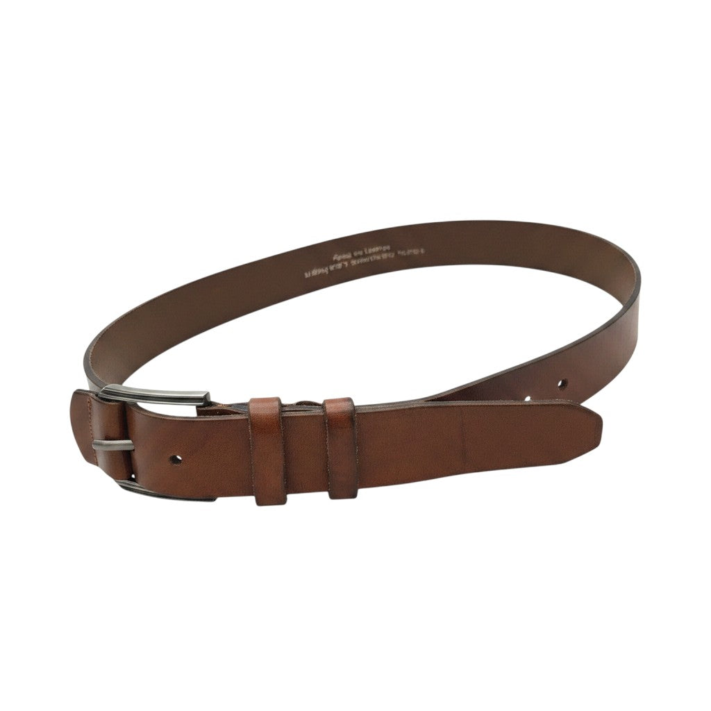 Embossed Patterned Leather Belt Single-Prong Buckle