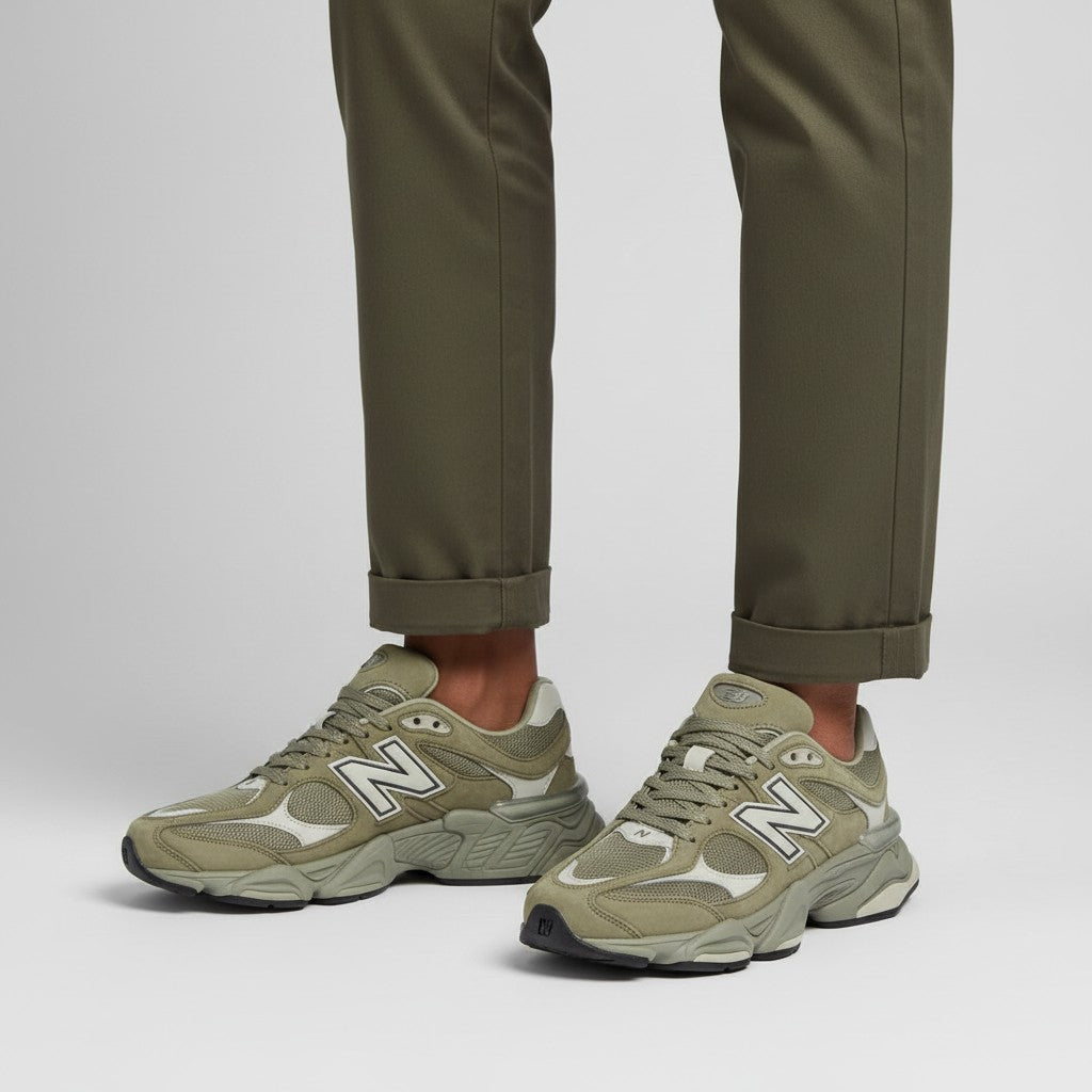 Men's Dark Green Chunky Retro Sneakers