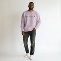 Men's Lilac Minimal Star Text Crew Neck Sweatshirt