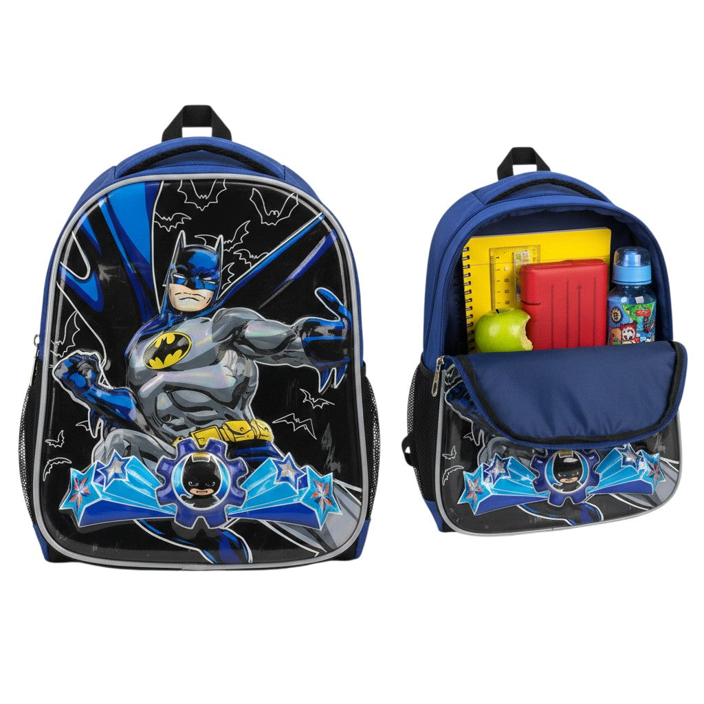 Black Blue Holographic Batman 3D Kids School Backpack