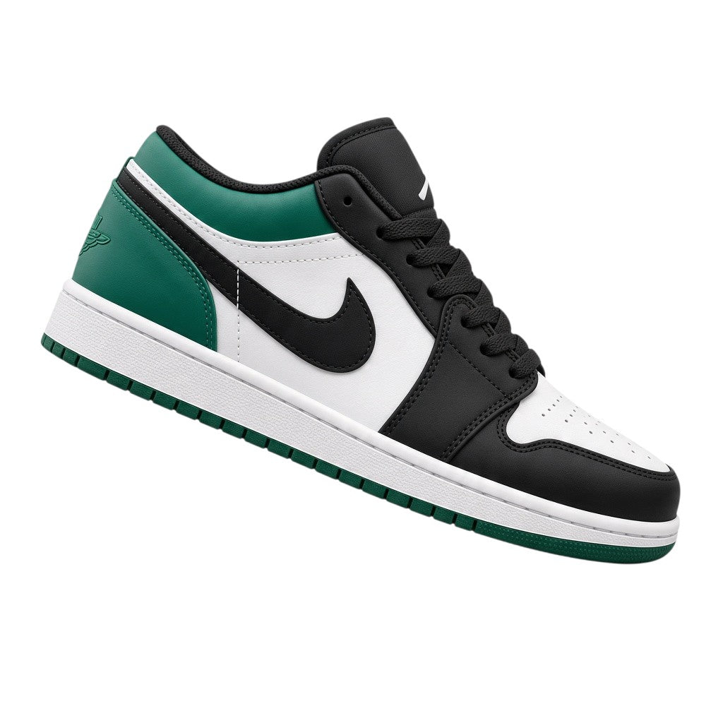 Green Contrast-Panel Lace-Up Sneakers