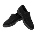 Men's Black Suede Penny Loafers with Flat Rubber Sole