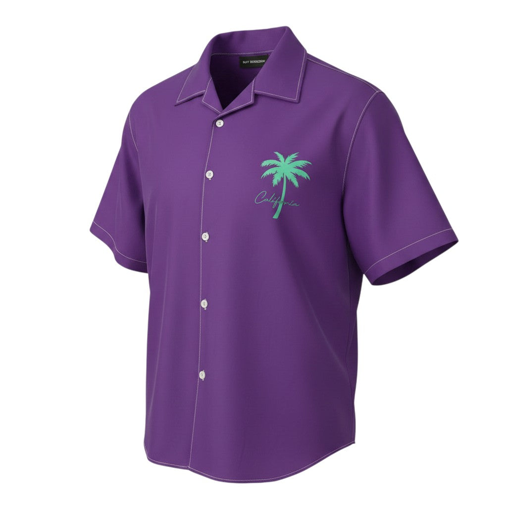 California Palm Cuban Collar Shirt – Purple