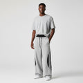 Unisex Two-Tone Colour-Block Wide-Leg Jogger Pants with Stripe Detail