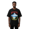 Men's Black Mountain Landscape Graphic Oversized Tee