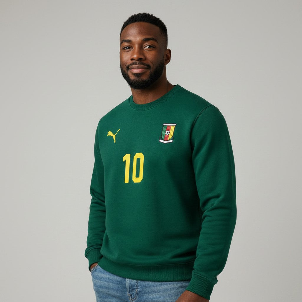 Men's Green Number 10 Football Crew Neck Sweatshirt