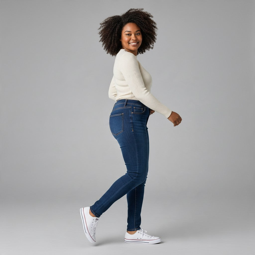 Washed Indigo Contrast-Stitch Jeans