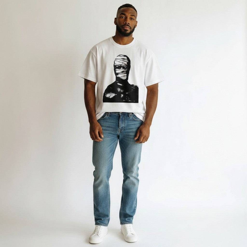 Men's White Pronto Studios Graphic Oversized T-Shirt