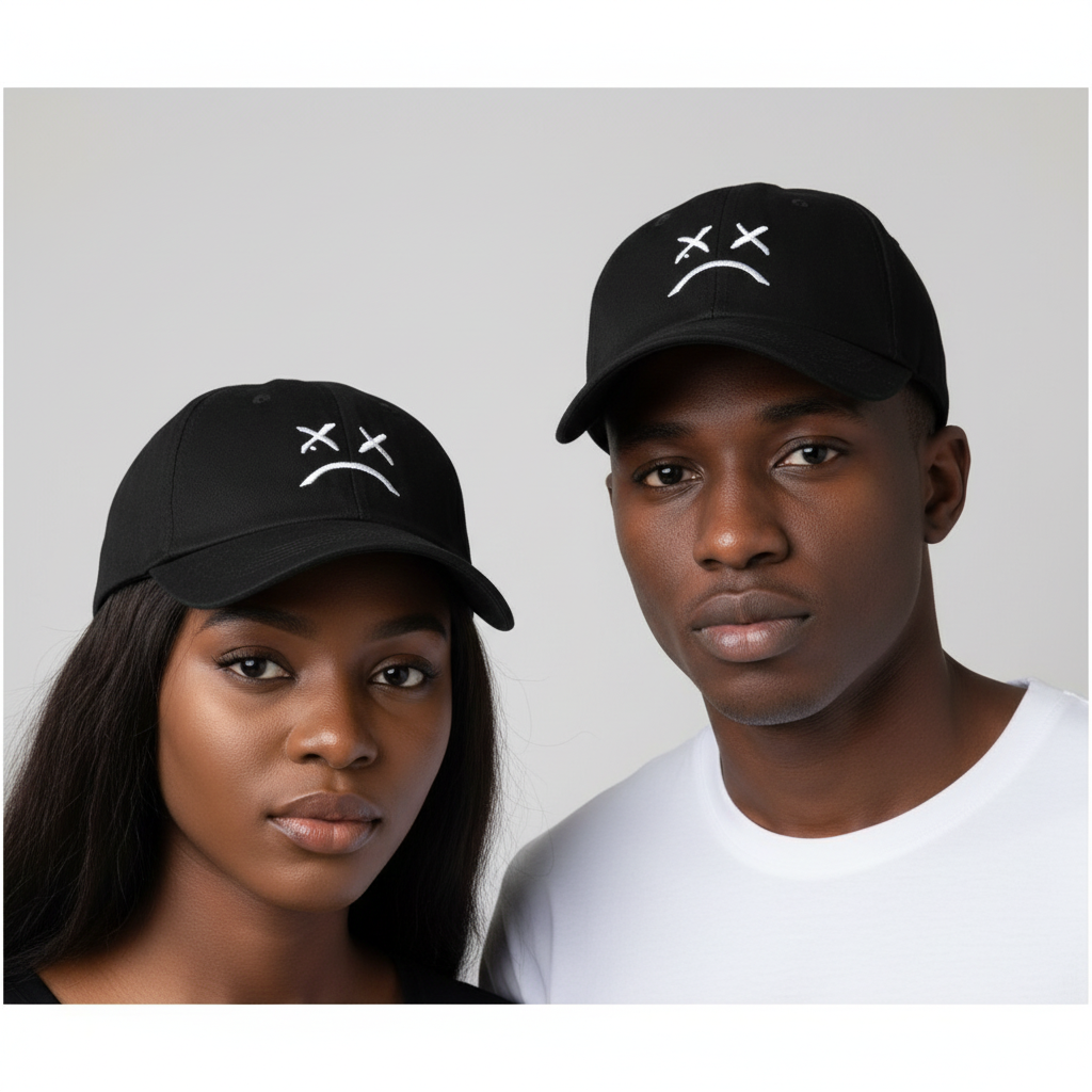 Female + Male Model – Black Dead Eyes Cap