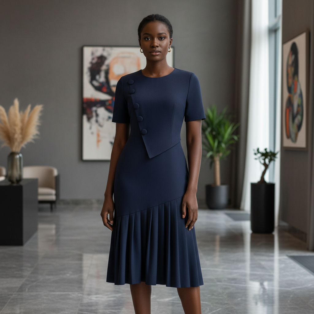 Female Model Navy Blue Dress