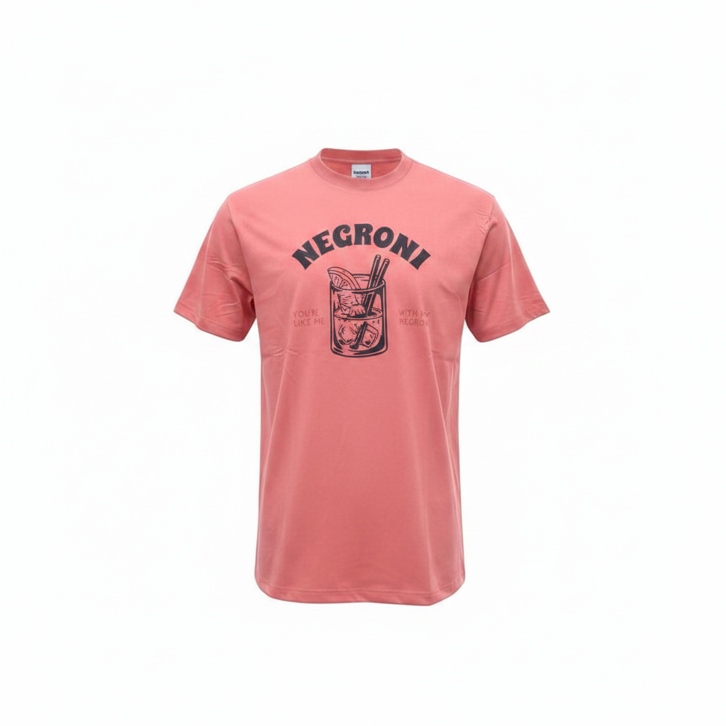Front-facing ghost mannequin version of the coral graphic tee