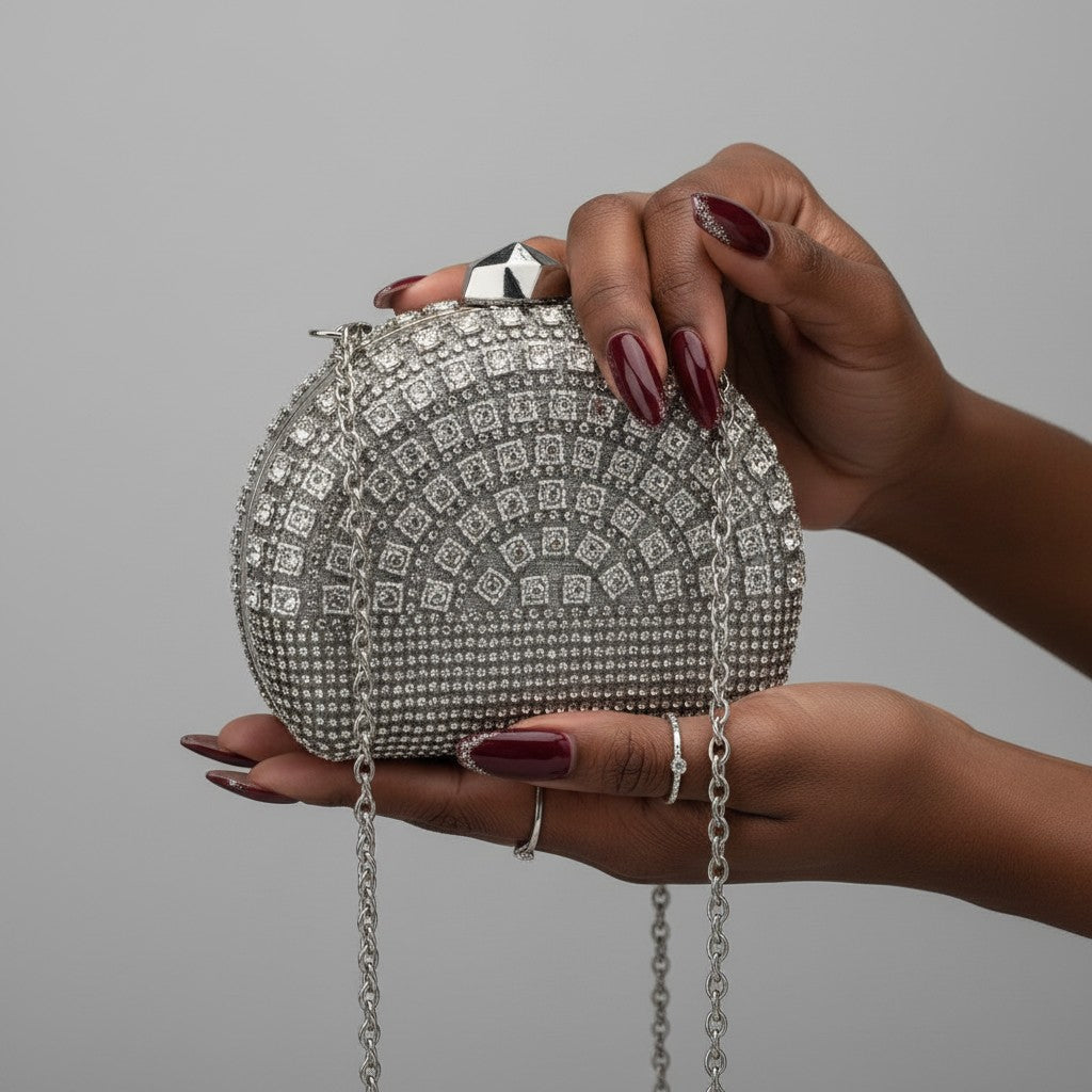 Crystal Sunburst Rhinestone Minaudière