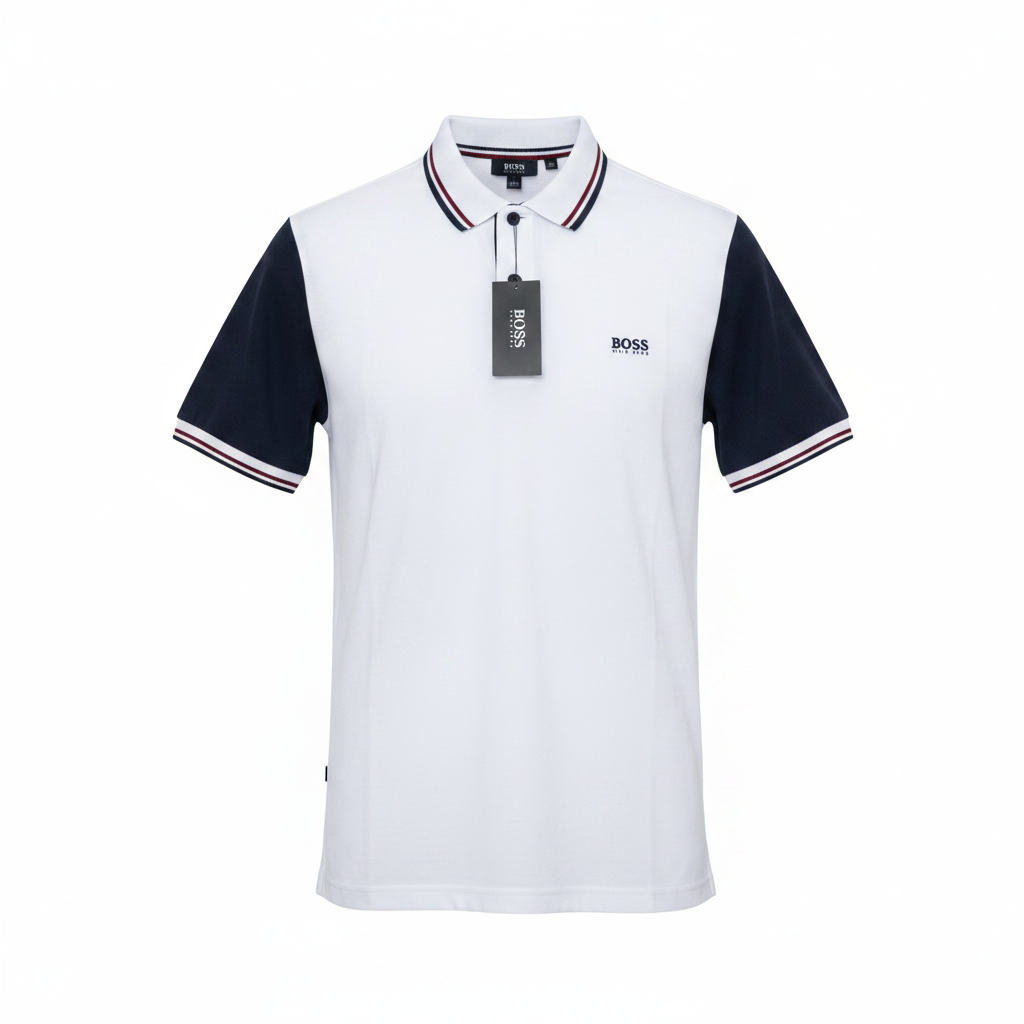 Men's Beige Navy Colourblock Short-Sleeve Polo Shirt