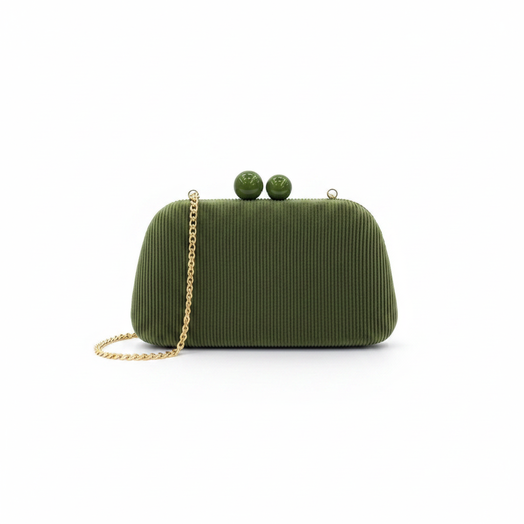 Enemuo Ribbed Velvet Ball-Clasp Box Clutch – Silver,Orange,Blue,Black,Purple,Wine,pink,navy,olive,green,brown