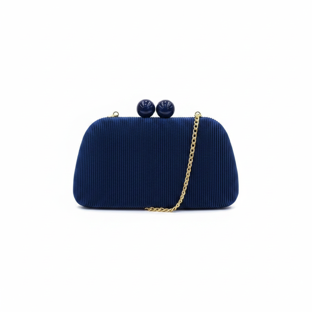Enemuo Ribbed Velvet Ball-Clasp Box Clutch – Silver,Orange,Blue,Black,Purple,Wine,pink,navy,olive,green,brown