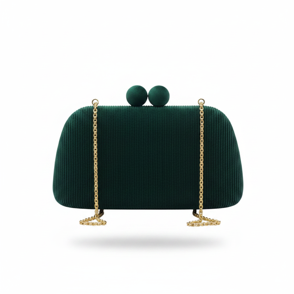 Enemuo Ribbed Velvet Ball-Clasp Box Clutch – Silver,Orange,Blue,Black,Purple,Wine,pink,navy,olive,green,brown
