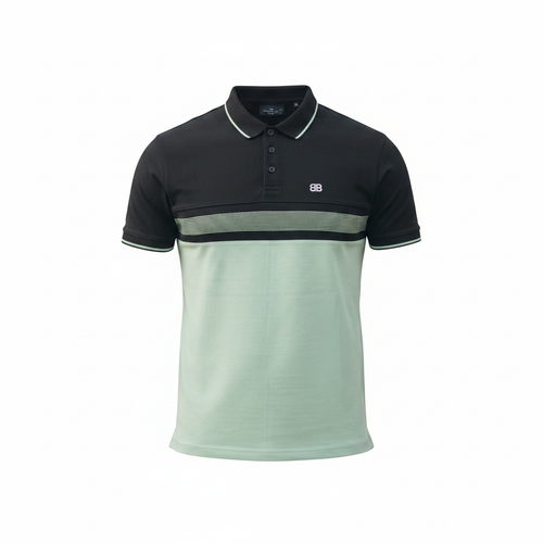 Benjamin Black Color-Block  Polo (Black/Mint) - Size 4XL