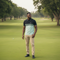 Benjamin Black Color-Block Unisex Polo (Black/Mint) - Size 4XL