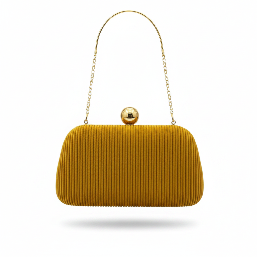 Enemuo Ribbed Velvet Ball-Clasp Box Clutch – Silver,Orange,Blue,Black,Purple,Wine,pink,navy,olive,green,brown
