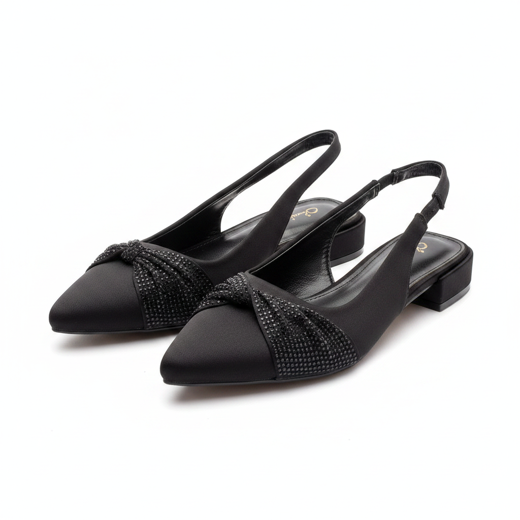 Ghost Mannequin — Black Crystal Bow Slingback