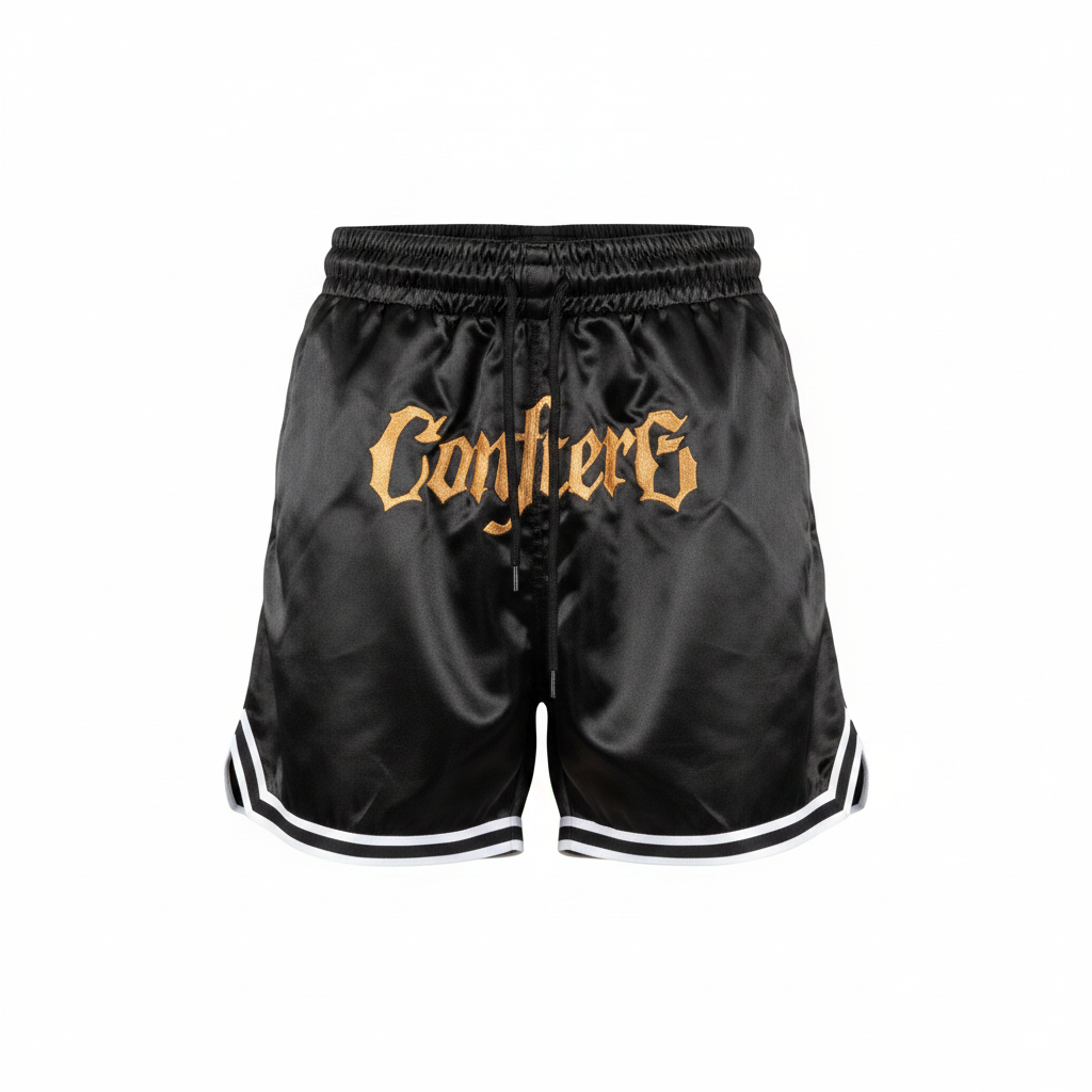 Ghost Mannequin – Black Gold Script Shorts