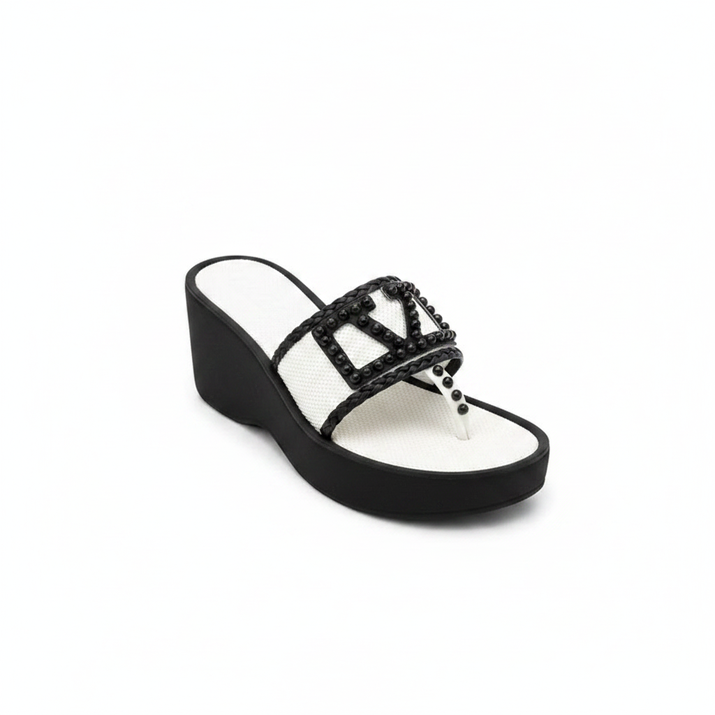 Ghost Mannequin — Black & White Backless Slide
