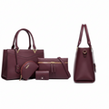 Women's 4-in-One Structured Tote Bag Set – Burgundy