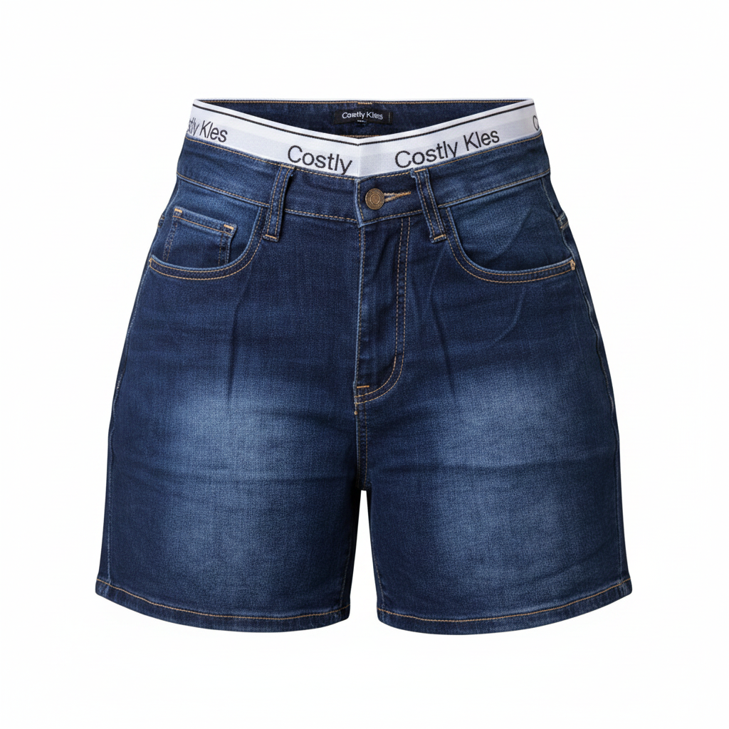 Ghost Mannequin - Dark Blue Denim High-Waist Shorts