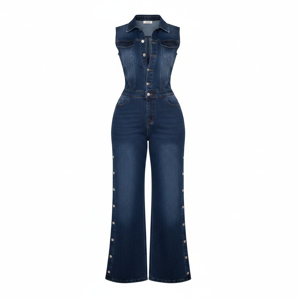 Ghost Mannequin - Dark Navy Denim Full-Length Jumpsuit