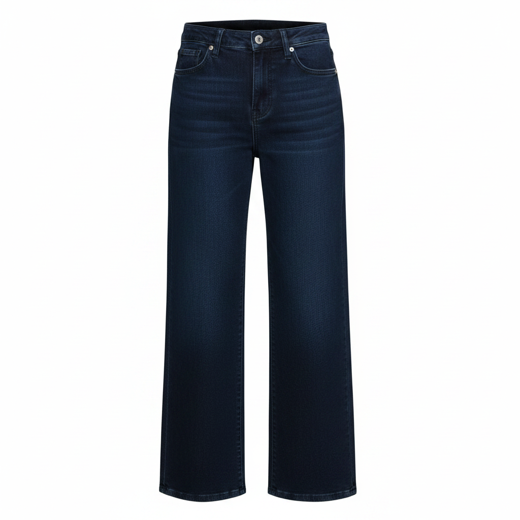 Women's High-Waist Wide-Leg Dark Navy Denim Jeans