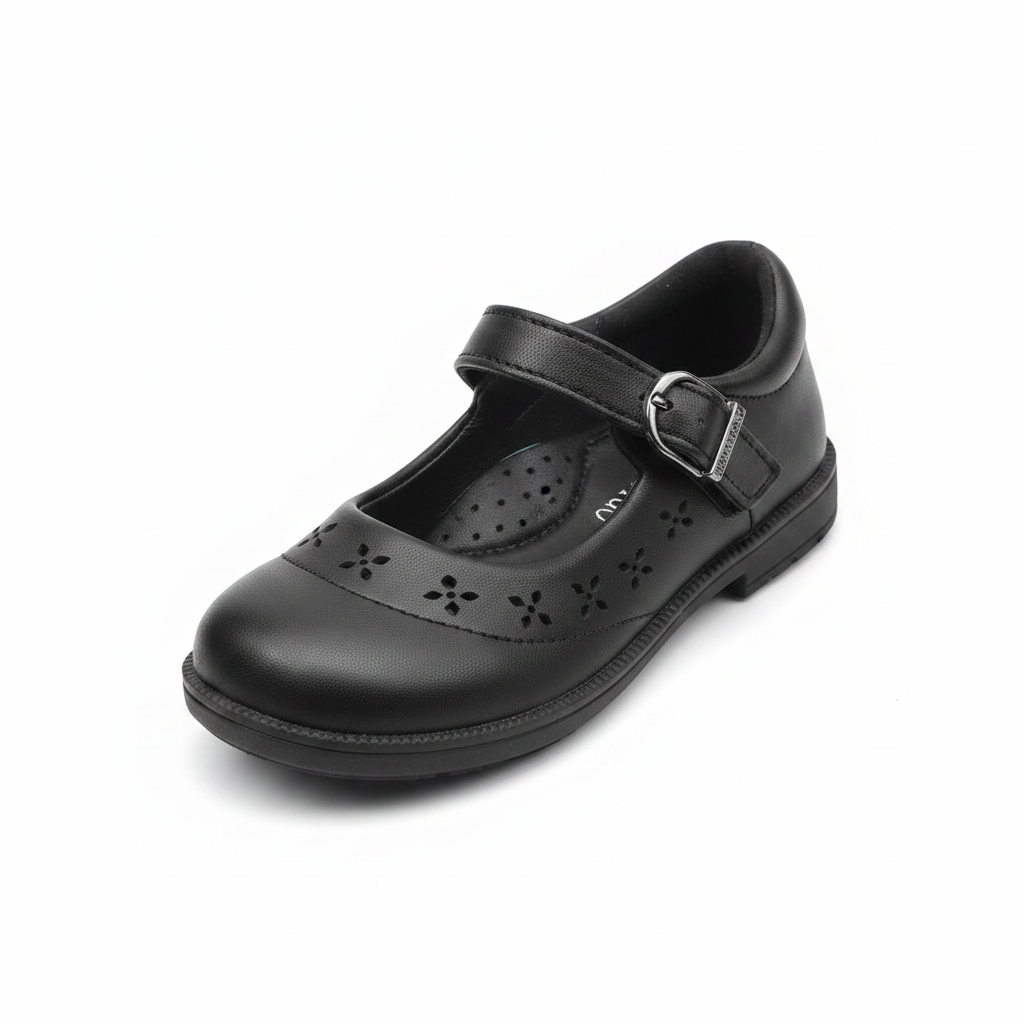 KiddyGo Black Mary Jane School Shoe