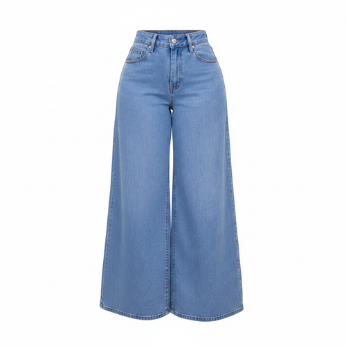 Ghost Mannequin - Light Blue High-Waist Extra Wide-Leg Palazzo Denim Trousers