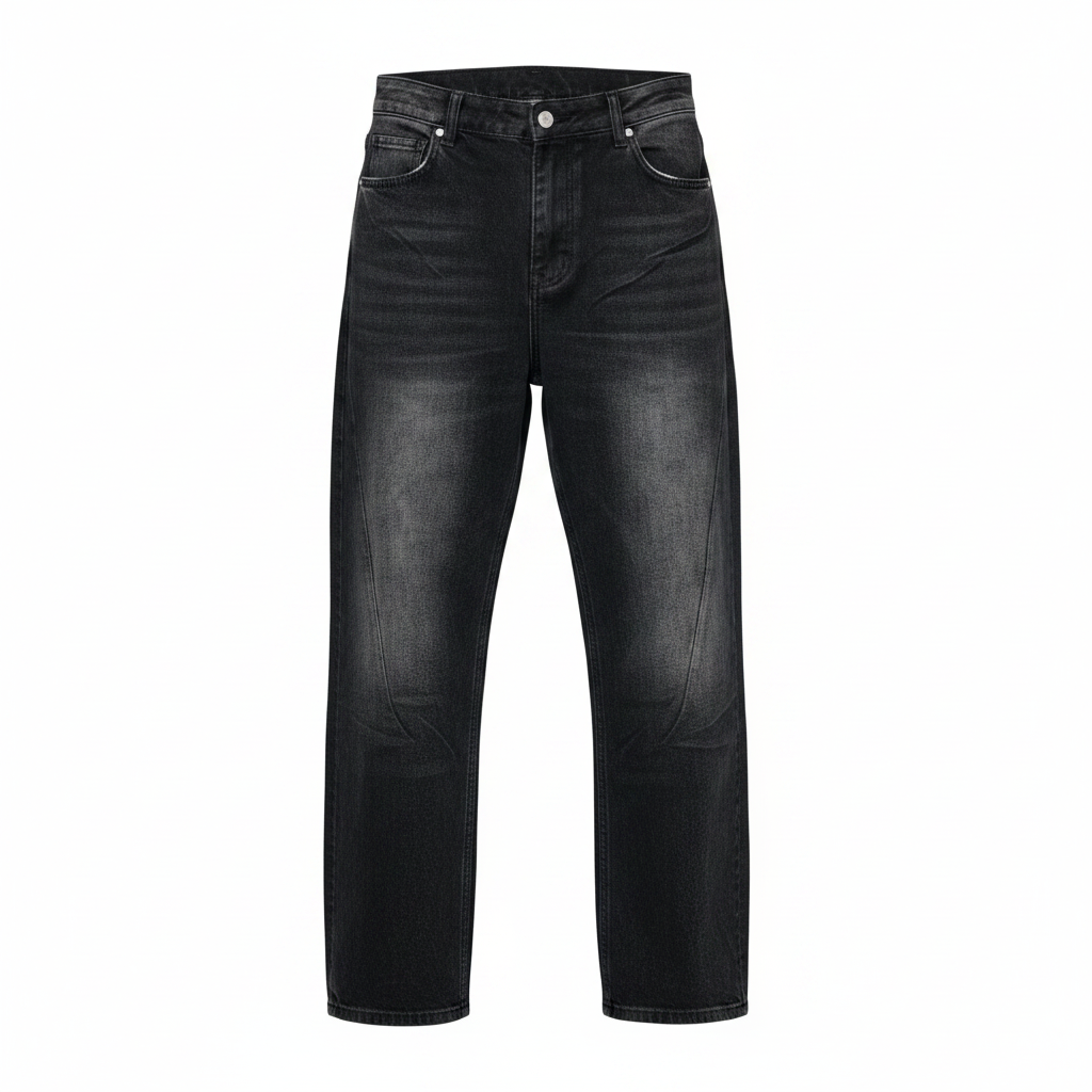 Ghost Mannequin – Men's Dark Black Washed Baggy Denim Jeans