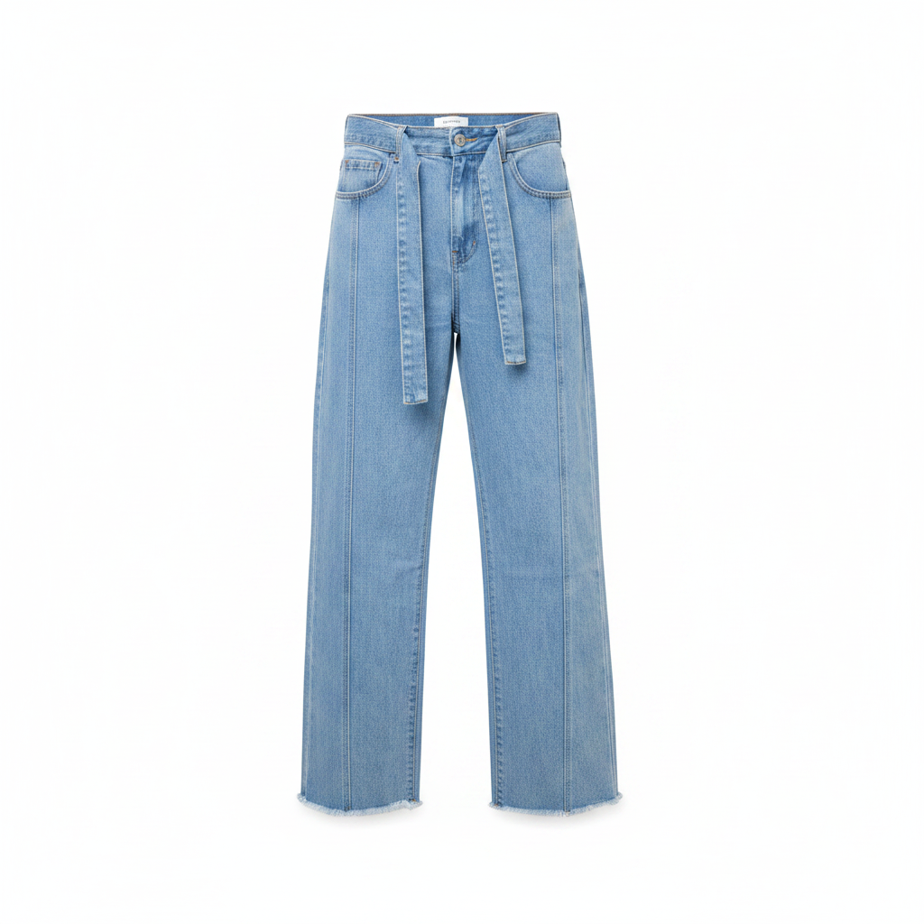 Ghost Mannequin – Men's Light Blue Baggy Tie-Waist Denim Jeans