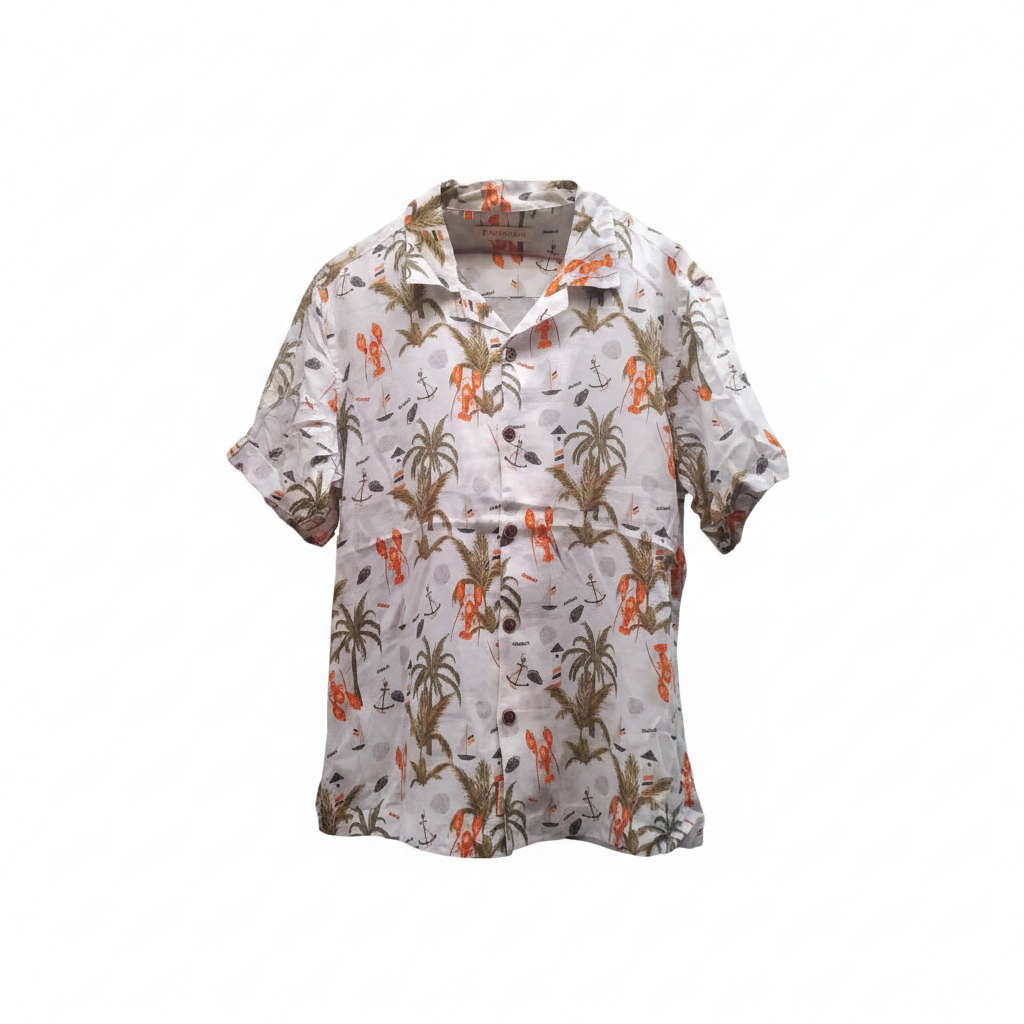 Nautical Tropical Print Short-Sleeve Shirt