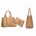 Women's 4-in-One Structured Tote Bag Set – Nude Beige