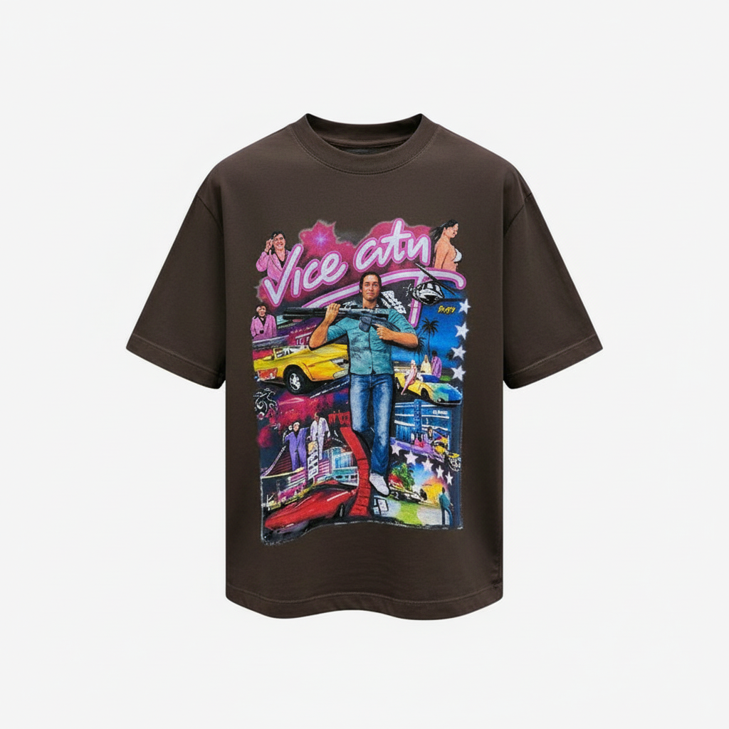 Ghost mannequin preview for the brown graphic T-shirt