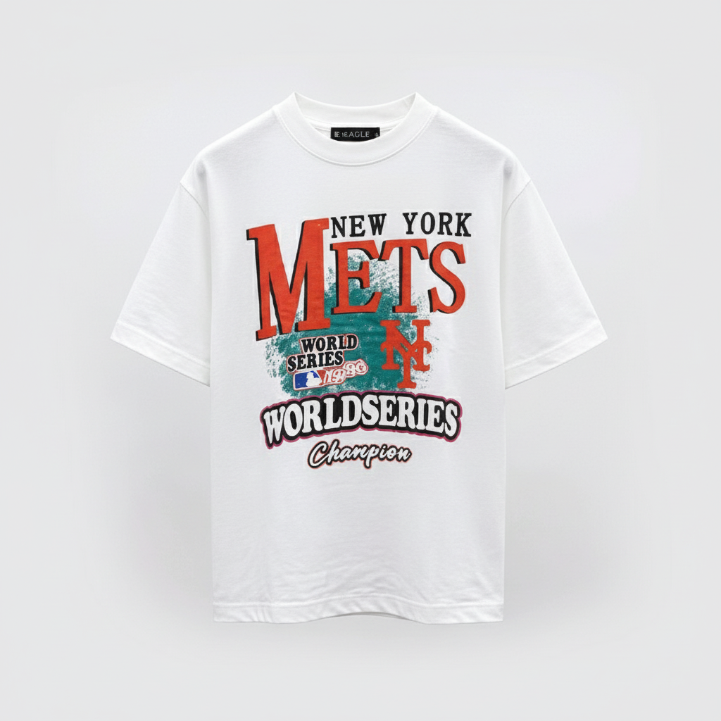 Ghost mannequin preview for the white baseball graphic T-shirt