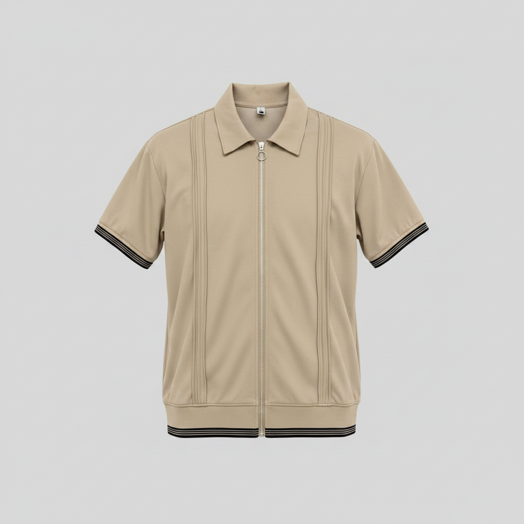 Ghost Mannequin Redo - Beige Zip Polo