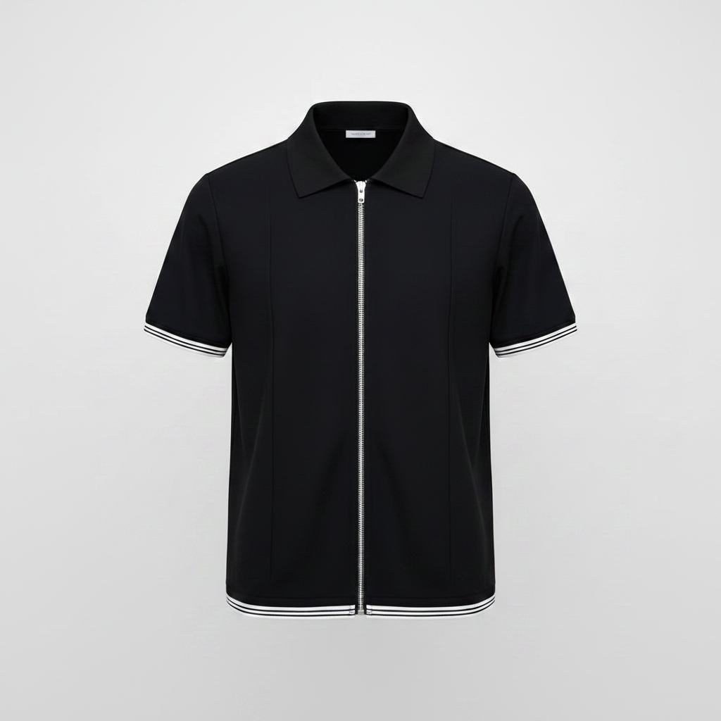 Ghost Mannequin Redo - Black Zip Polo